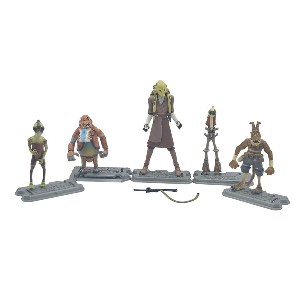 Star Wars Hasbro 3"-4.25" Figure Lot Of 5 Aliens Podracers Stands Accessory